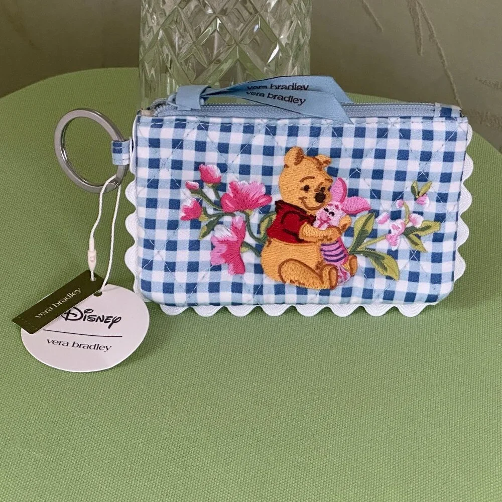 VERA BRADLEY DISNEY WINNIE THE POOH ZIP ID CASE:NWT SPRINGTIME GINGHAM